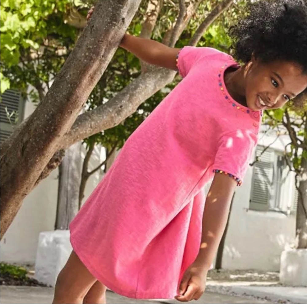 Boden Pink Dress with Colorful Button Detail